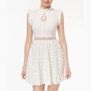 Disney Beauty & The Beast Women’s Ivory Lace Mini Dress w/ Ruffled Keyhole